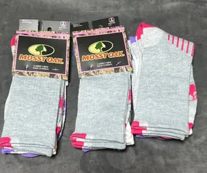 Mossy Oak‎ Ladies Crew Half Cushion Socks 6 Pairs Grey White Pink Purple 4-10 thumbnail 1