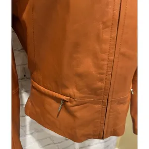 Vintage Wilsons Leather Jacket Women Orange Zip Up Size Medium thumbnail 6