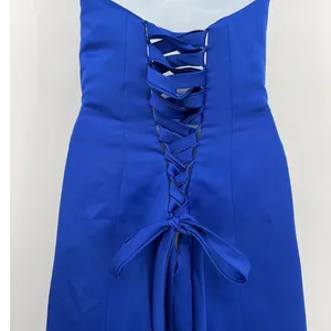 Alfred Angelo Strapless Corset Dress Sz 0 Prom Bridesmaid Satin Ruch Y2K Lace Up thumbnail 6