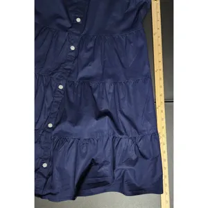Monteau Women Babydoll Shirt Dress Navy Blue‎ Tiered Ruffle Cap Sleeve M thumbnail 6