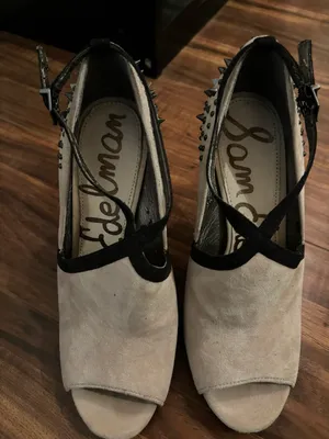 San Edelman Suede Beige Heels Size 7.5 thumbnail 1