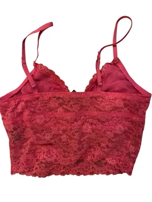 Victoria's Secret PINK Neon Hot Pink Lace Longline Bralette - Size XS thumbnail 3