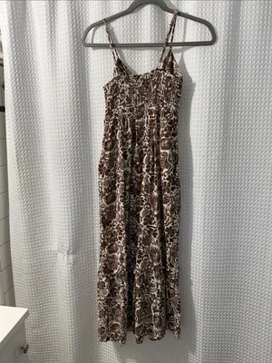 Monteau Los Angeles Floral Tiered Linen Blend Maxi Dress with Pockets Size S thumbnail 5