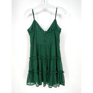 Altar'd State Swiss Dot Ruffle Mini Dress Women Medium Green Boho Feminine Lace thumbnail 6