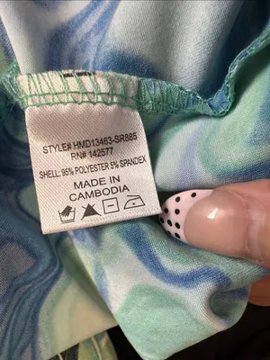 Haute Monde Cutout Maxi Dress Womens Small Blue Green Swirl O-Ring Halter Neck thumbnail 12