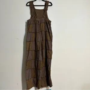Earthbound Patchwork Eyelet Mushroom Embroidered Overalls Granola Boho Cottage thumbnail 11