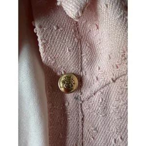 English Factory Jackie O Mod Textured Shift Dress Pink Gold Buttons M thumbnail 11