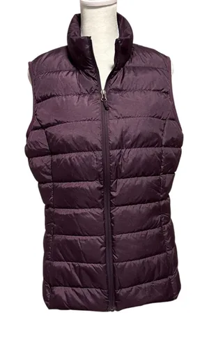 Eddie Bauer Women’s Size M Down Puffer Vest Packable Plum Purple thumbnail 1