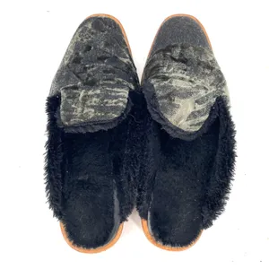 Free People Butterfly Effect Faux Fur Crushed Velvet Mules Green Sz EU 38 US 7.5 thumbnail 4