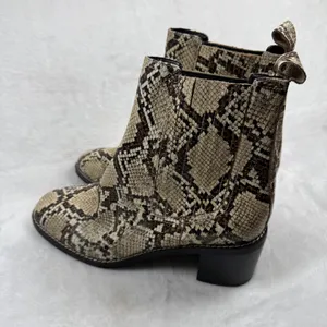 Nordstrom Snakeskin Print Ankle Boots‎ Square Toe Block Heel Chelsea Booties 7.5 thumbnail 7