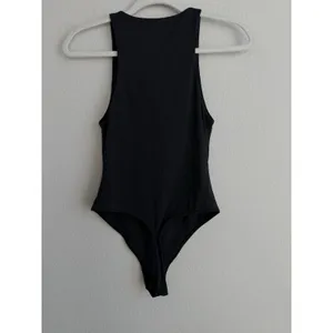Aritzia‎ Babaton Women's Small Bodysuit Black Stretch Comfort Thong Halter Side thumbnail 11