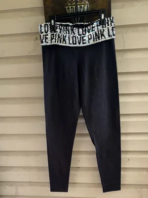 PINK Victoria's Secret Black Leggings with Sequin 'LOVE PINK' Waistband thumbnail 8