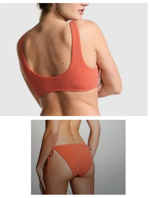 PINK Victoria’s Secret Textured Glitter Bikini Set Orange Coral Medium NWT thumbnail 2