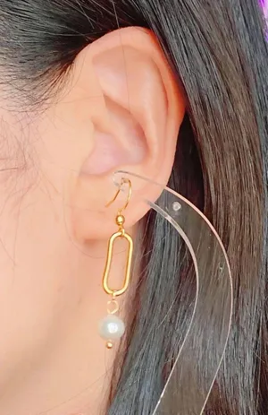 Handmade gold tone stainless steel natural shell pearls chic fairy boho vintage style dangle earrings💖 thumbnail 7