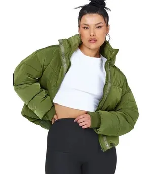 Princess Polly Harmonie Puffer Jacket‎ Womens 10 Oversized Olive Green EUC thumbnail 1