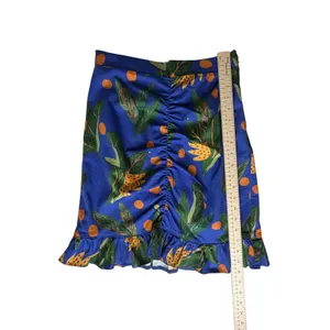 NWT Farm Rio Anthropologie Ruched Mini Skirt Small Blue Tropical‎ Fruit Vacation thumbnail 11