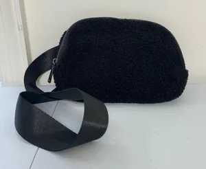 NWOT women’s solid black Sherpa soft thick adjustable‎ strap belt bag active thumbnail 1