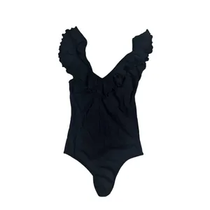 Wilfred Black Ruffled V-Neck Bodysuit Women's XS Casual Dressy thumbnail 3
