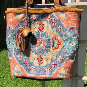 Large A & P Denim Carryall Tote thumbnail 3