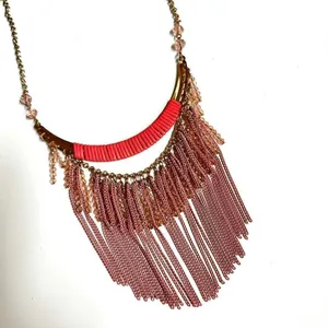 Pink beaded chain statement necklace thumbnail 8