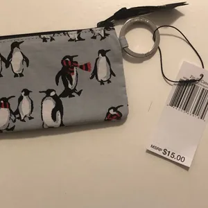 Vera Bradley Playful Penguin zip ID case. NWT. thumbnail 2