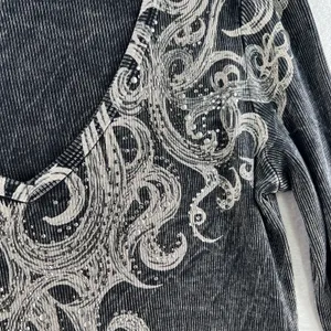 VTG Vocal L Large Top Black Ribbed Embellished Studs Y2K Dark‎ Fairy Goth Punk thumbnail 3