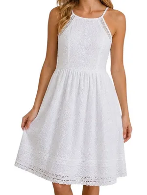Altar'd State White‎ Eyelet Lace Dress Small Boho Cottagecore Mini thumbnail 1