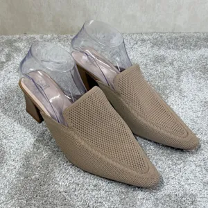 Cosy Island Women’s Knit Block Heels Shoes Mules Pointed Toe in Apricoat Cream 9 thumbnail 1