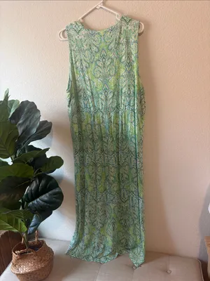 J. Jill Green Patterned Sleeveless Maxi Dress XL thumbnail 5