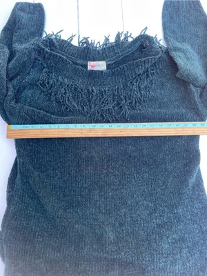 Vintage Cristina Fleece Fringe Pullover Sweater, Size L thumbnail 5