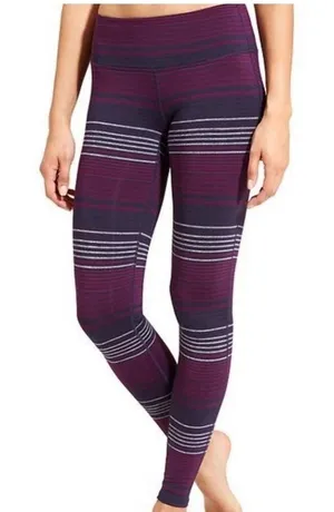 Athleta Womens‎ High Rise Striped Leggings Purple Burgundy Grey Small 349333-01 thumbnail 1