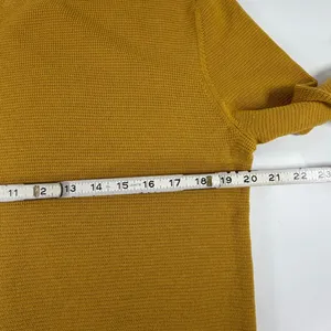 Banana Republic Italian Merino Wool Waffle Knit Sweater Mustard Yellow Large thumbnail 4