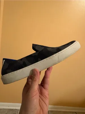 Rothy’s The Original Slip-On Sneakers in Black & Gray Camo thumbnail 7