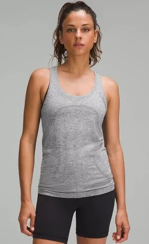 Lululemon Swiftly Tech Racerback Tank Size 4 Light Gray Marl Fitted Sporty‎ Gym thumbnail 1