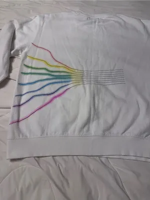 Seek Discomfort Women's Cream Graphic Sweatshirt with Rainbow Detail - Size XL thumbnail 6