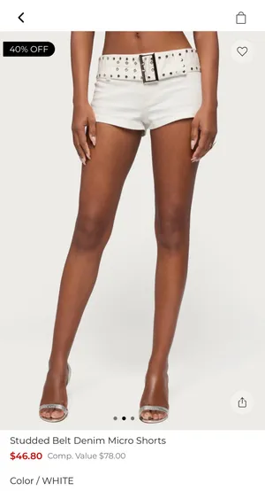 Edikted white denim buckle shorts thumbnail 4