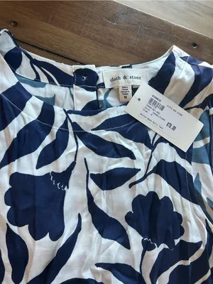 NWT Cloth & Stone SET Satin Floral Blue Tank Pant M thumbnail 7