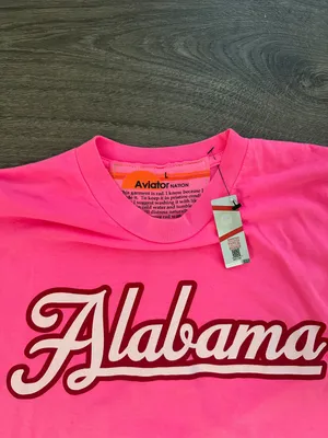 Alabama Bolt Script Logo Pink Women's T-Shirt thumbnail 6