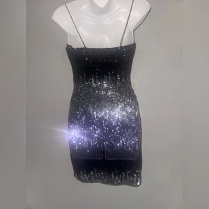 B Darlin Ombre Purple Black Sequin Mini Dress Size 1/2 Bodycon Sparkly Glam thumbnail 3
