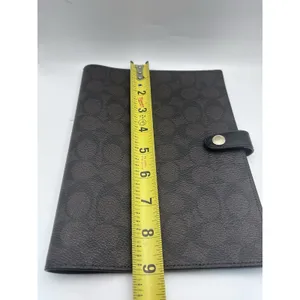 Coach Signature C Notebook Cover Brown Black Canvas Leather Snap 7x9 thumbnail 10