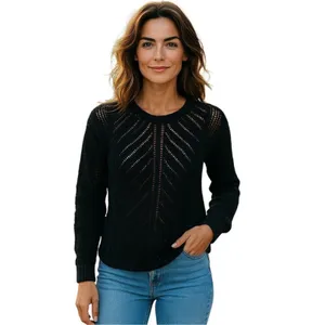 Chelsea & Theodore Navy Crochet Sweater XL Sheer Hi Low Beach Cover Up thumbnail 9