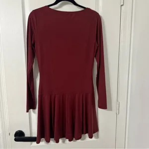 Reformation Coen Jersey Knit Long Sleeve Square Neck Mini Dress Chianti Medium thumbnail 9