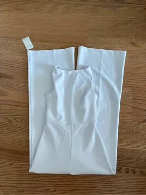 Abercrombie & Fitch White Sleeveless Wide-Leg Jumpsuit thumbnail 2