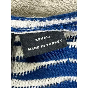 Maeve XS Blue White Zebra Stripe Puff Sleeve Top Coastal Preppy Feminine Dainty thumbnail 6
