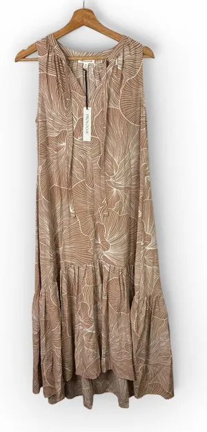 Prologue Medium NWT Brownie Print Sleeveless Maxi Tiered Dress Boho Prairie thumbnail 1