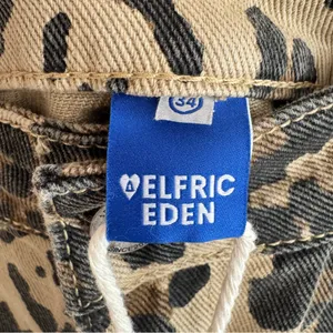 NWT Aelfric‎ Eden Wide Leg Leopard Print Jeans Size 34 thumbnail 9