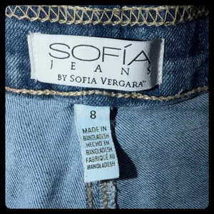 Sofia Jeans Melisa Pull-On Super Flare Women 8 Blue Seamed Raw Hem Denim thumbnail 2