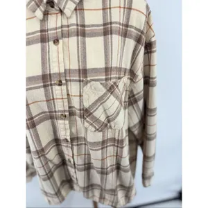 Dizzy Lizzy Plaid Flannel Button Down Shirt Large Cream thumbnail 10