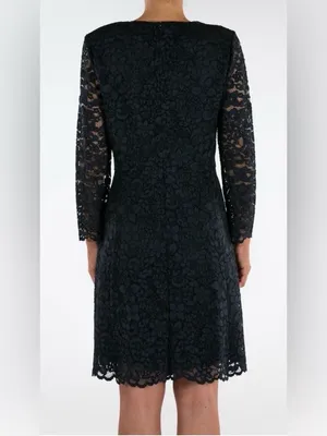 Tory Burch Bittersweet Navy Floral Lace Fit Flare Cocktail Dress 8 Dark Romance thumbnail 6