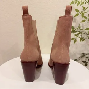 Kaanas Morava Suede Block Heel With Elastic in Caramel NWOT Size 6M thumbnail 4